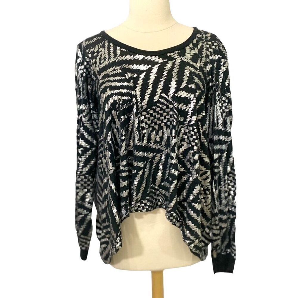 Preen by Thornton Bregazzi Long Sleeve Top Black Silver Avant Garde Artsy Size S